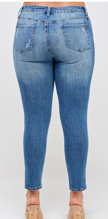Riviera Rise Distressed Ankle Skinnies - Plus