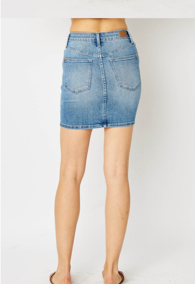 Judy Blue Work It Tummy Control Denim Skirt