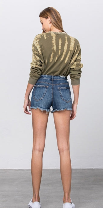 Canyon Mid-Rise Distressed Denim Shorts