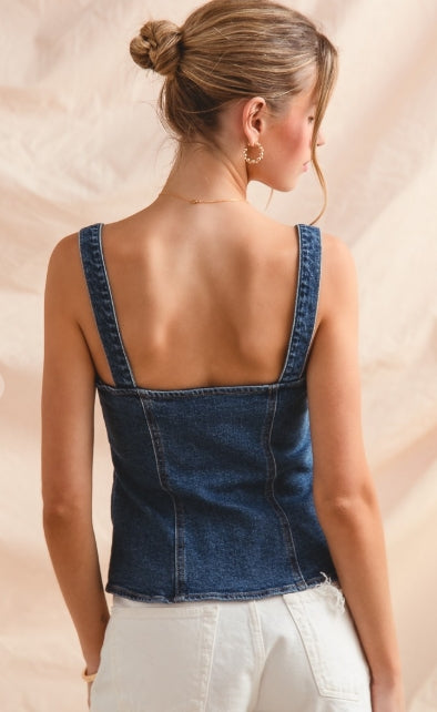 Buttoned Up & Bold Denim Corset Top