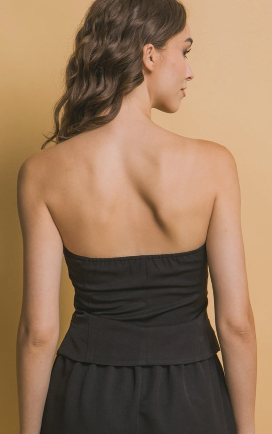 Penelope Strapless Buttoned Corset Top