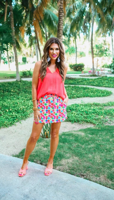 Jess Lea Bright Blooms Floral Skort