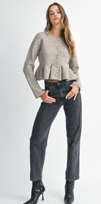 Pearl Peplum Sweater Top