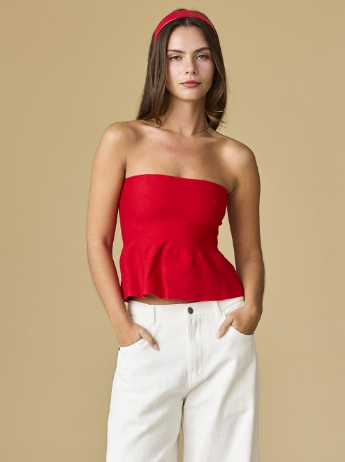 Ellie Strapless Knit Peplum Top
