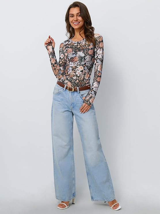 Floral Me Mesh Round Neck Top