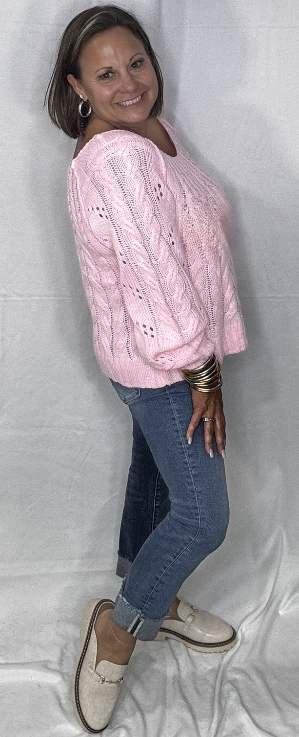 Cotton Candy Cable Knit Sweater