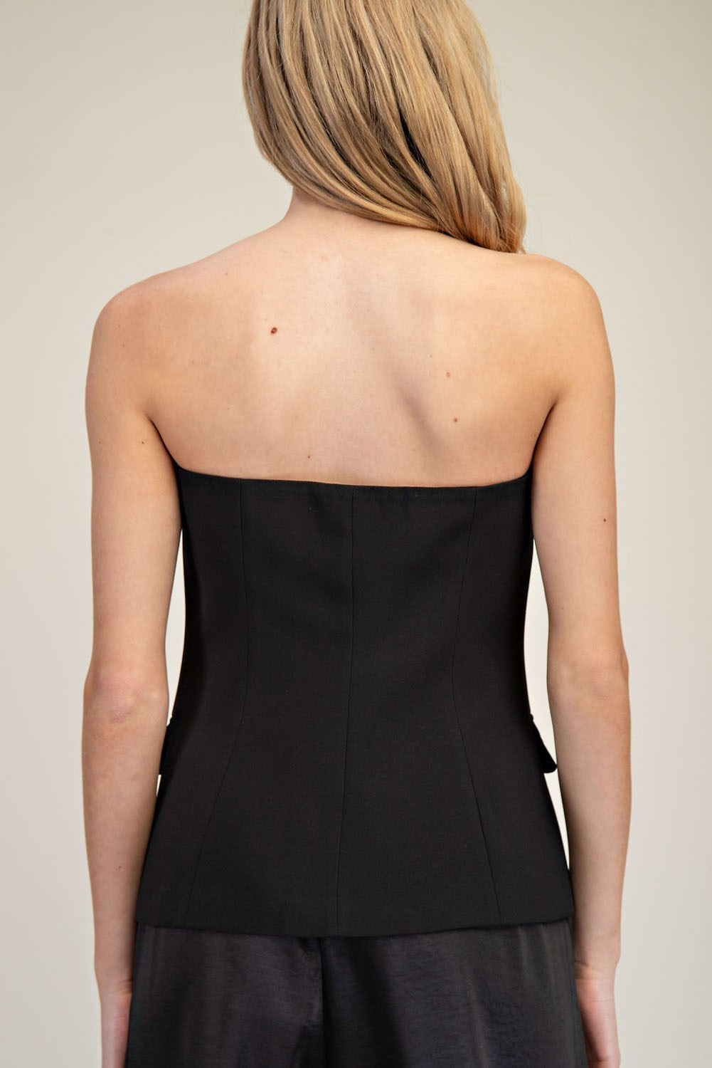 Luxe Tailored Strapless Button-Down Vest