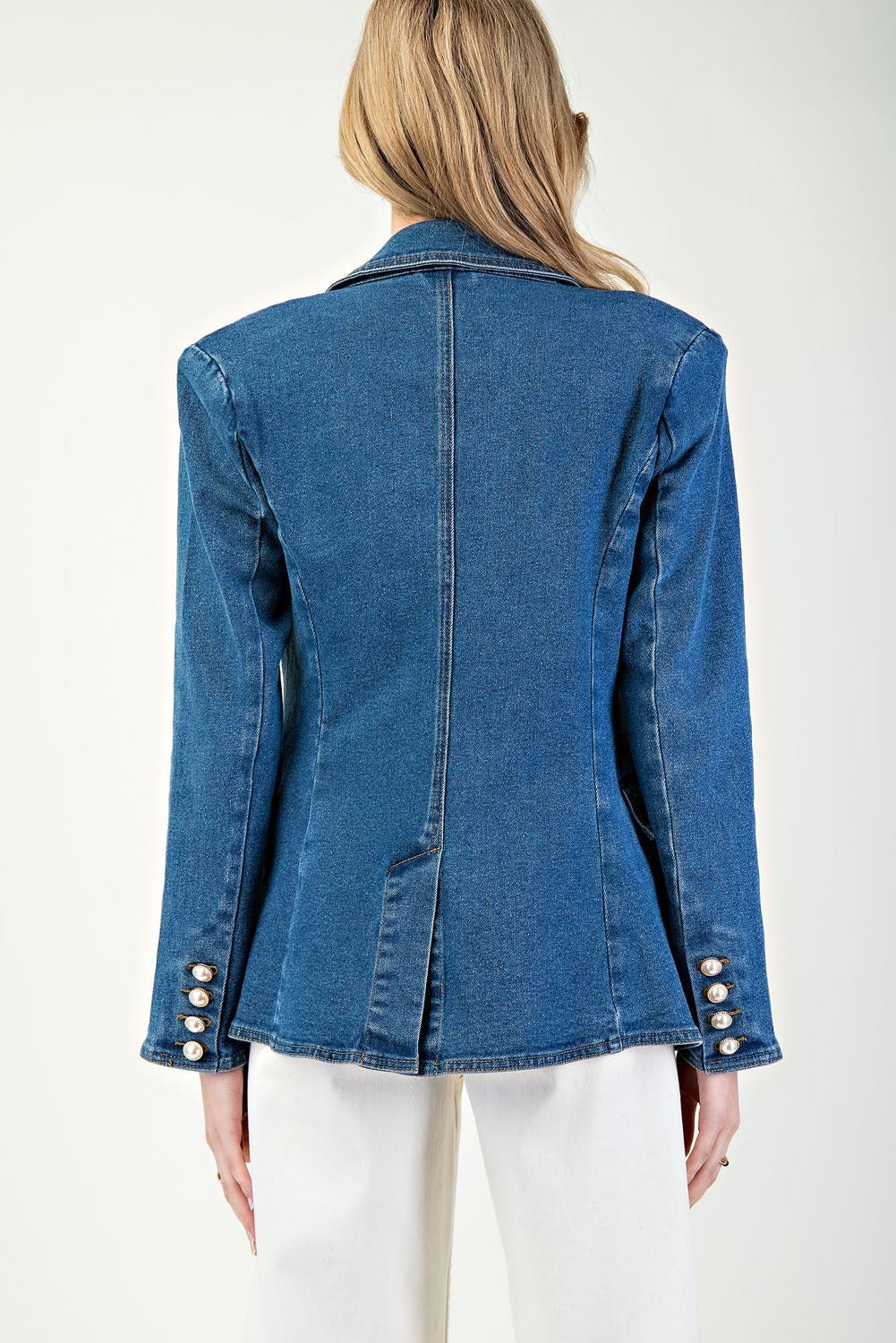 Pretty In Pearls Denim Blazer