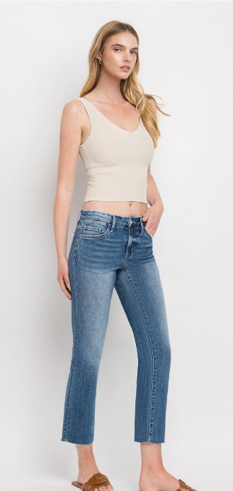 Vervet Carlene MR Crop Slim Straight Jean