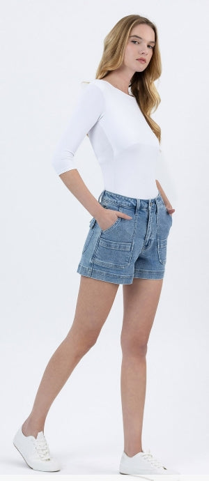 Sienna Super HR Utility Denim Shorts