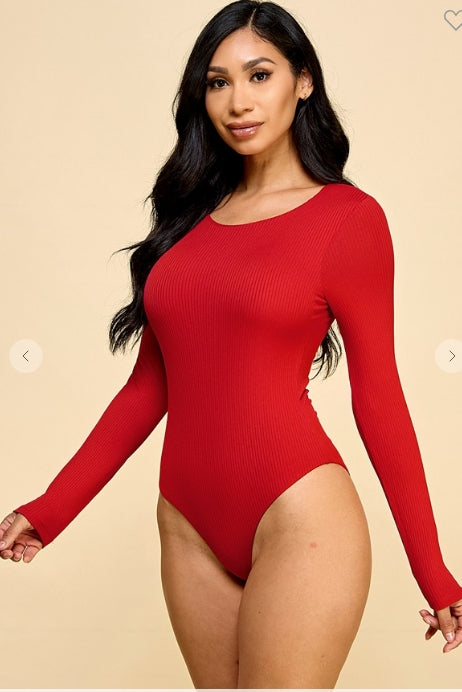 Jasmine Crew Neck Ribbed Bodysuit