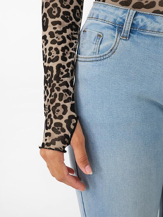Simply Leopard Mesh Round Neck Top