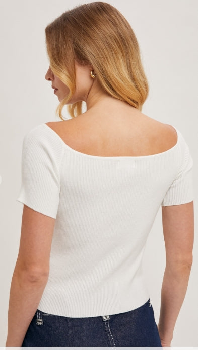 Be Mine Scallop Off-Shoulder Top