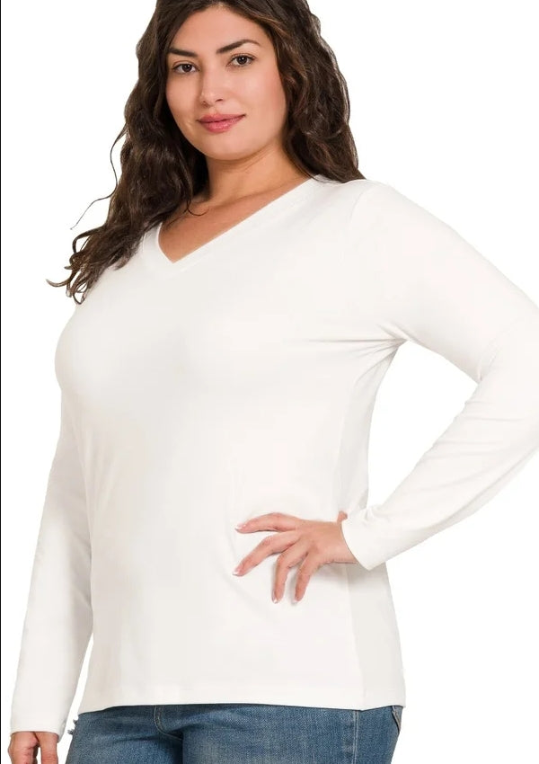 Basic Essentials: V-Neck Long-Sleeve