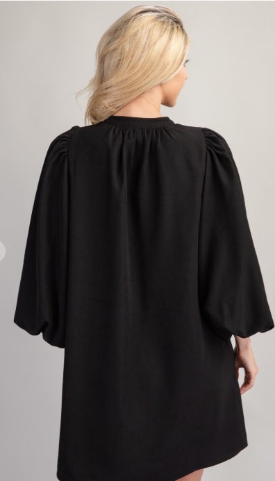 Stephanie V-Neckline Flutter Sleeve Dress