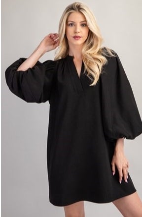 Stephanie V-Neckline Flutter Sleeve Dress