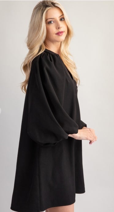Stephanie V-Neckline Flutter Sleeve Dress