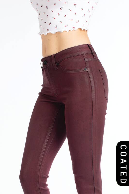 Bordeaux Coated Skinny Pants