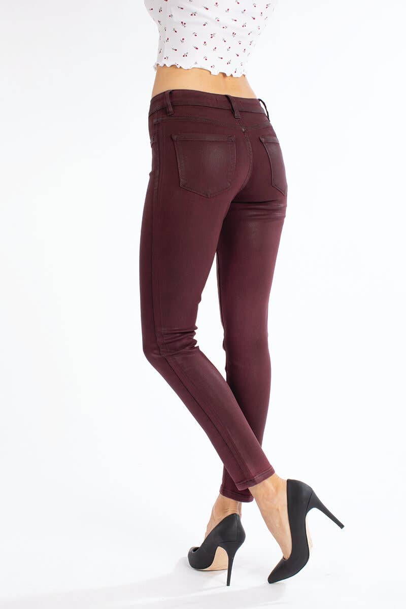 Bordeaux Coated Skinny Pants