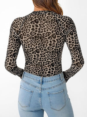 Simply Leopard Mesh Round Neck Top