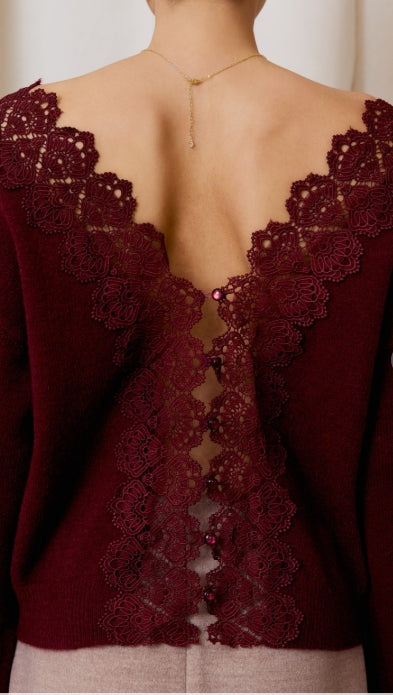 The Merlot Lace-Back Sweater