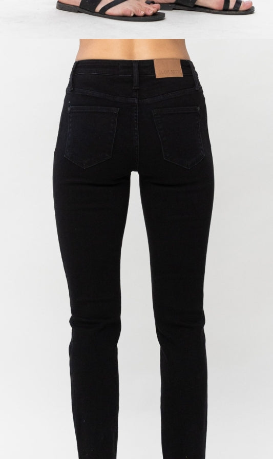 Judy Blue Noir Mid Rise Skinny Jeans