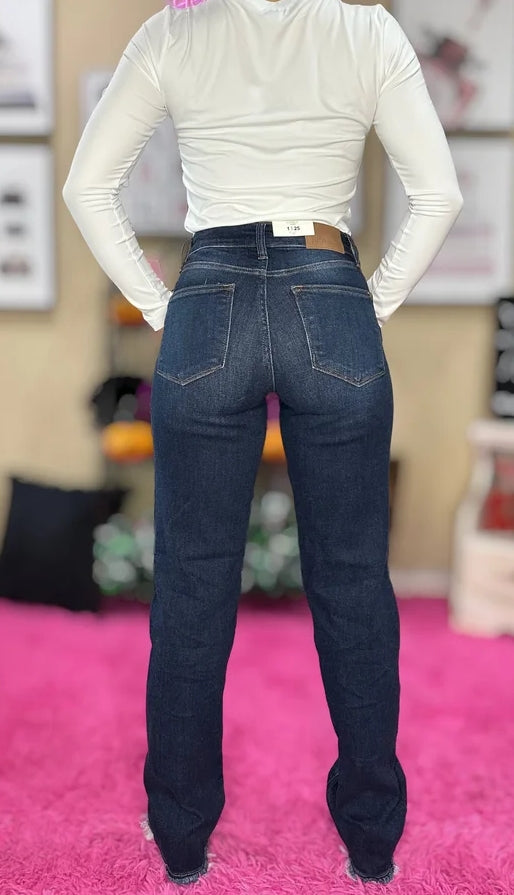 Vivian Raw Hem Straight Leg Jeans