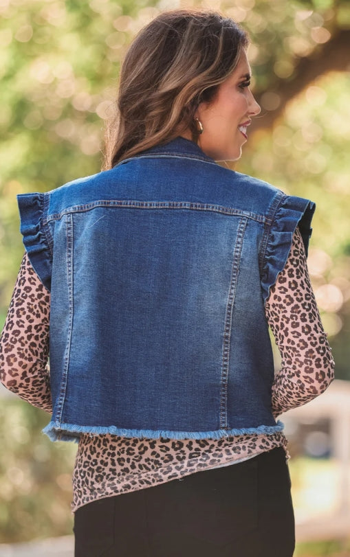 Jordan Ruffle Denim Vest