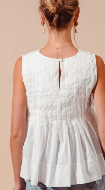 Carly Tie-Front Pleated Peplum Top