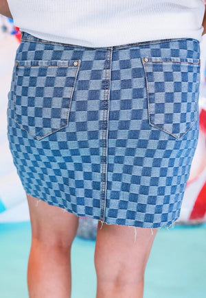 Becca Checkered Denim Skirt by Jess Lea
