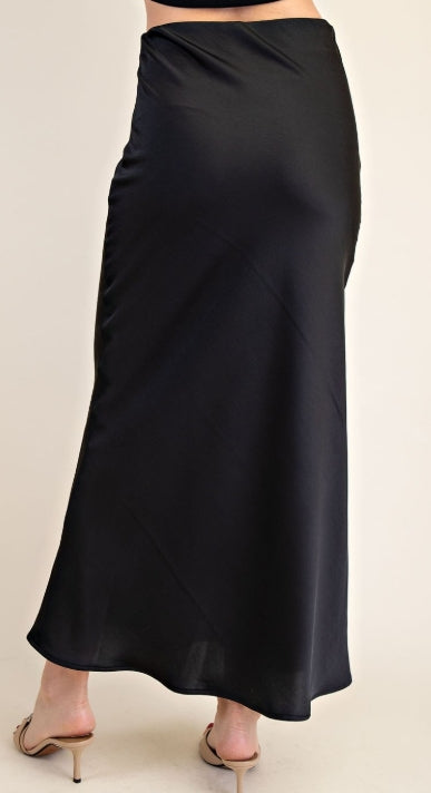 Silhouette Satin Midi Skirt