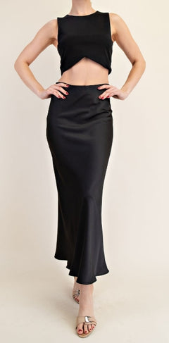 Silhouette Satin Midi Skirt