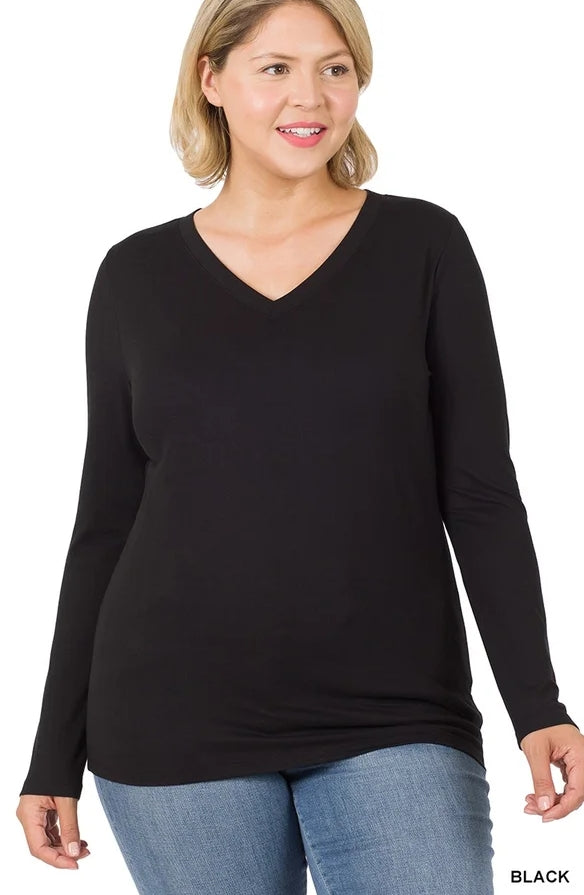 Basic Essentials: V-Neck Long-Sleeve