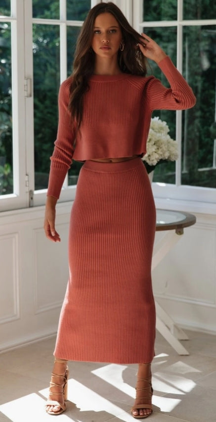 The Manhattan Knit Midi Skirt Set