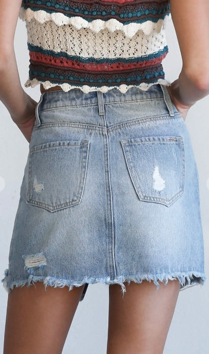 Cali Cutoff Denim Mini Skirt