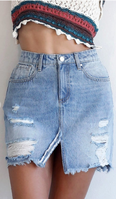 Cali Cutoff Denim Mini Skirt