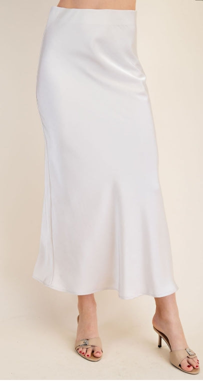 Silhouette Satin Midi Skirt