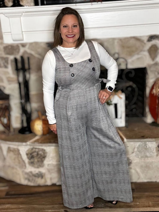 Boardroom Chic Plaid Jumpsuit – by Hailey & Co