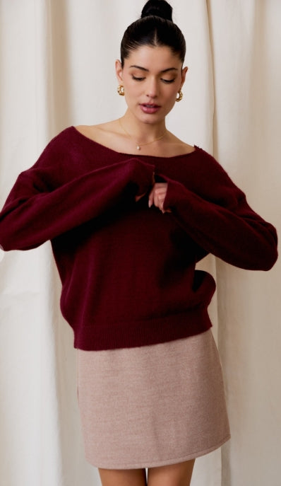 The Merlot Lace-Back Sweater