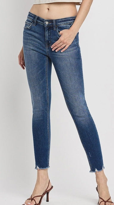 Kassie MR Raw Distressed Hem Crop Skinny