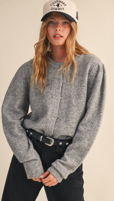 Aspen Luxe Puff Shoulder Cardigan