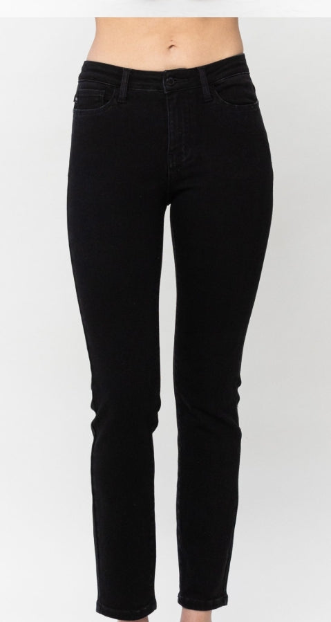 Judy Blue Noir Mid Rise Skinny Jeans