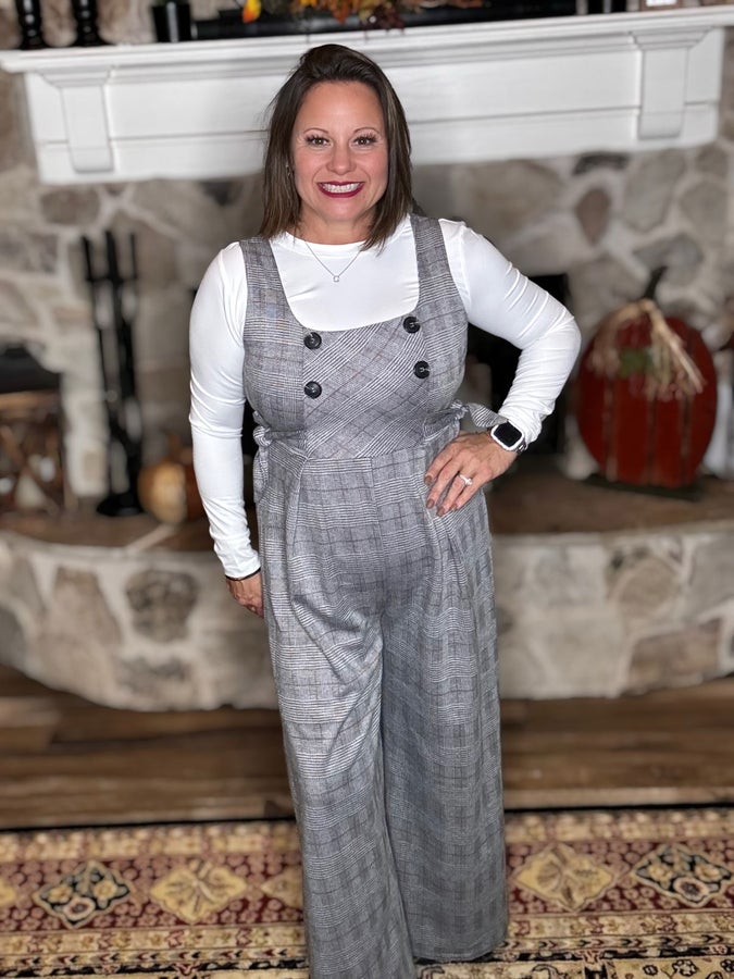 Boardroom Chic Plaid Jumpsuit – by Hailey & Co