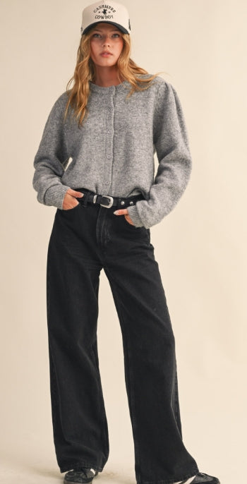 Aspen Luxe Puff Shoulder Cardigan