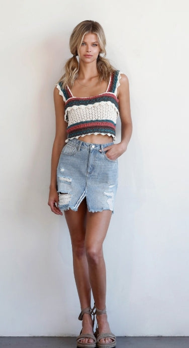 Cali Cutoff Denim Mini Skirt