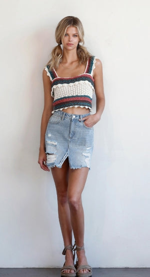 Cali Cutoff Denim Mini Skirt