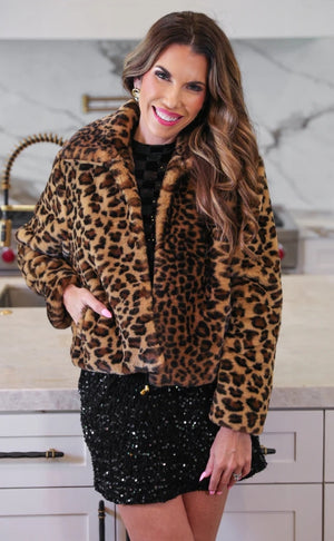 After Midnight Faux Fur Leopard Jacket