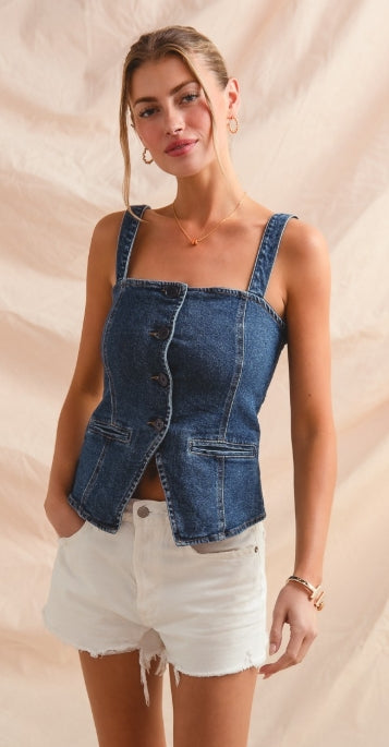 Buttoned Up & Bold Denim Corset Top