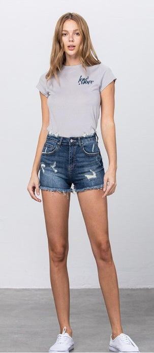Canyon Mid-Rise Distressed Denim Shorts