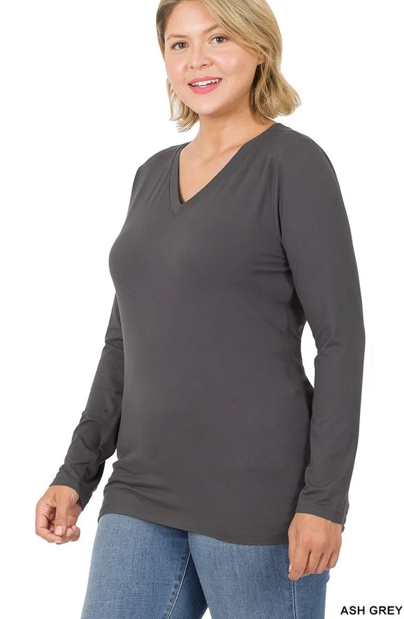 Basic Essentials: V-Neck Long-Sleeve